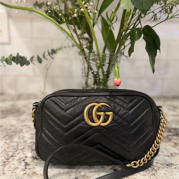 Gucci Black Quilted Leather GG Chain Crossbody Bag - Picture 12 of 15